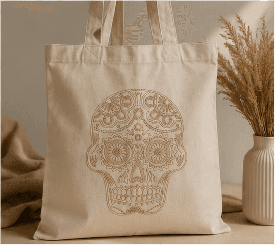 Embroidered Skull Tote